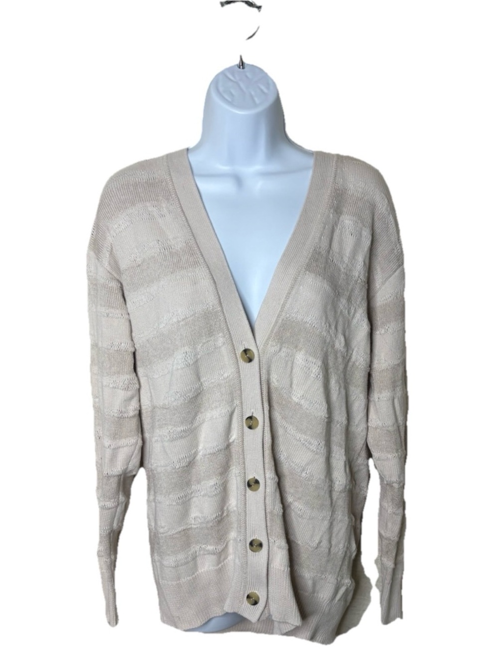 M.M.LaFleur The Cookie Cardigan Drift Knit Size M Moonbeam Organic Cotton